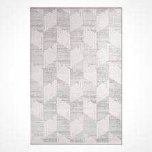 Geometrik Desen Gri Beyaz Triko Akrilik Modern Halı