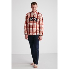 U.S. Polo Assn. 18754 Erkek Turuncu Polarlı Uzun Kollu Pijama Takımı