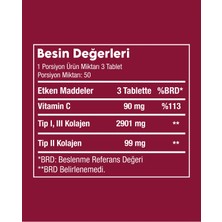 Vitanil's Nutrition C Vitamin İlaveli Kapsül Helal Sığır Kolajen Diyet Takviyesi - 150 Tablet - Tip 1-2-3 Kolajen, Bovine Collagen