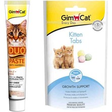 Gimcat Kitten Tabs Yavru Kedi Ödül Tableti 40GR & Gimcat Anti-Hairball Duo Paste Peynir+Malt 50GR