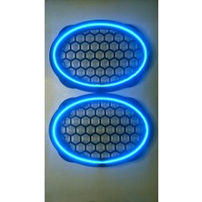 Arcars Hoparlör Kapağı Oval 20 cm Ledli 2'li Takım - Buz Mavisi (Ice Blue)