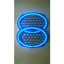 Arcars Hoparlör Kapağı Oval 20 cm Ledli 2'li Takım - Buz Mavisi (Ice Blue)