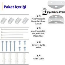 Yapıkan Ayarlı Eşya Sabitleme Aparatı Seti Beyaz - Bebek Koruma Çocuk Güvenliği Dolap Sabitleyici Aparat - Mobilya Düşme Devrilme Düşme Önleyici