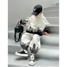 Kids Face Özel Tasarım Kapüşonlu Şehir Manzara Baskılı 3 Iplik Şardonlu Tam Kışlık  Pamuk Luxury Erkek Çocuk Eşofman Takımı