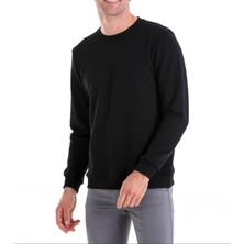 10 & Bir Erkek Siyah Standart Fit Bisiklet Yaka Sweatshirt