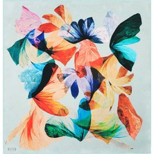 Bursa İpek Su Yeşili Armoni Desen Sura Ipek Eşarp