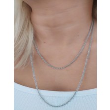 Quella Çelik Işıl Silver Kolye (47+5 Cm)