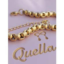 Quella Çelik Kare Geçmeli Gold Bileklik (17+5 Cm)