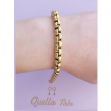 Quella Çelik Kare Geçmeli Gold Bileklik (17+5 Cm)