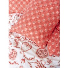 Cotton Box Flanel Nevresim Takımı Çift Kişilik Flowerland Kırmızı