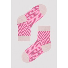 Penti Kız Çocuk Pembe Zigzag Desenli Soket Çorap