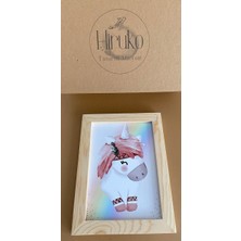 Hiruko Tasarım Atölyesi Çocuk Odası Ahşap Çerçeve Kişiye Özel Tablo ve Unicorn 2'li Set No:1 Bebek ve Çocuk Odası Set