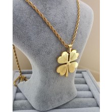 AG Accessories Isimli Burgu Zincirli Çelik Yonca Kolye (60 Cm)
