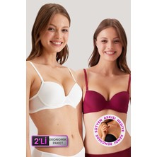 Pierre Cardin 2'li Ekonomik Paket Ekru-Bordo 6205 Milan Balenli Destekli Micro Sütyen Seti