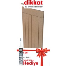 Yoko Home Dekoratif Duvar Paneli ( 54 x 105 cm ) Boyanabilir Ahşap 10 mm Ham Mdf 5 ADET Duvar Paneli 1 ADET Selsil Silikon HEDİYESI