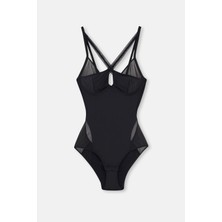Dagi Siyah Tül Detaylı Bodysuit