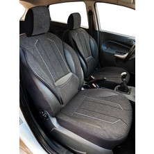 Minderland Axiom Comfort Serisi - Toyota Verso ile Uyumlu Koltuk Kılıfı, Keten-Deri / Siyah