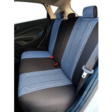 Minderland Axiom Comfort Serisi - Seat Ibiza ile Uyumlu Koltuk Kılıfı, Keten-Deri / Mavi