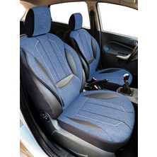 Minderland Axiom Comfort Serisi - Suzuki Grand Vitara ile Uyumlu Koltuk Kılıfı, Keten-Deri / Mavi