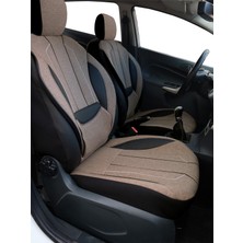 Minderland Axiom Comfort Serisi - Ford Fiesta ile Uyumlu Koltuk Kılıfı, Keten-Deri / Haki