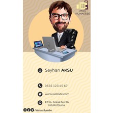 BK Kişiye Özel Muhasebeci Karikatürlü Bitmeyen Kartvizit - Model 1