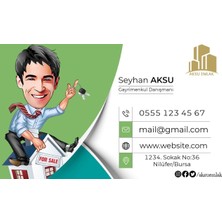 BK Kişiye Özel Emlak Karikatürlü Bitmeyen Kartvizit - Model 1