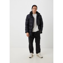 Ncs Erkek Şişme Mont Siyah Kapüşonlu Termo Dolumlu ve Iç Astarlı 6 Cep Dik Yaka Mont Ncs Jeans 4994