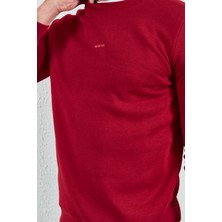 Edition Bisiklet Yaka Basic Minimal Baskılı Sweat Bordo