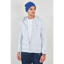 Edition Kapüşonlu Fermuarlı Sweat Kar Melanj