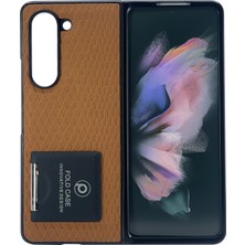 Nettech Samsung Z Fold 5 Uyumlu Suni Deri Arka Koruma Kılıf