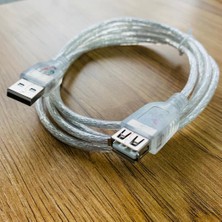 Ata Elektronik 10 metre Şeffaf Kaliteli USB UZATMA Kablosu ERKEK - DİŞİ birleştirme Yüksek Hız Usb Uzatma Kablosu Uzatıcı Ara Kablosu Dişi Erkek Gerçek Usb 2.0