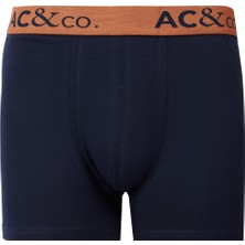 AC&Co / Altınyıldız Classics Erkek Lacivert-Kahverengi Pamuklu Esnek Desenli 3'lü Boxer Paketi