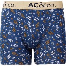 AC&Co / Altınyıldız Classics Erkek Lacivert-Kahverengi Pamuklu Esnek Desenli 3'lü Boxer Paketi