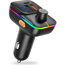 XO-BCC09 Rgb Multi-Functional Usb+Usb+C+Sd Kart Çakmaklık Girişli Transmitter Bluetooth Mp3 Çalar