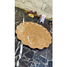 Mermer Çiçek Tabak Sunumluk Kuruyemişlik Çerezlik Servis Tabağı 25CM