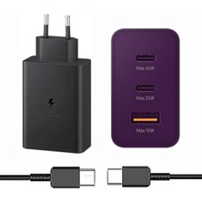 Samsung 65W Trio 3ü1 Arada (Typec 65W + Typec 25W + USB 15W) Çıkışlı Adaptör ve Typec To Typec Kablo Hızlı Şarj Cıhaz Seti