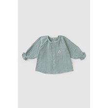 Little Gusto Brodeli Müslin Bebek Gömlek Organik Pamuk Yeşil