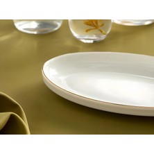 Porselenden Modern Gold Altın 2li 20 cm Porselen Kayık Sunum Tabağı Seti