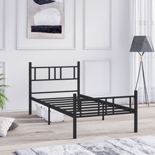 Mobpazar Metal Karyola, Akın Metal Karyola, 90X190 cm Siyah, Ferforje Karyola