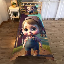 A2ZTR Güzel Köylü Kızı Desenli Tek Kişilik Yatak Örtüsü ve Yastık Kılıfı