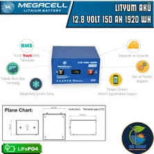 Megacell Megacel 12.8 Volt 150 Amper Lityum Akü Metal Kasa - 12.8 V 150 Ah Lıfepo4 1920 Wh