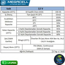 Megacell Megacel 12.8 Volt 150 Amper Lityum Akü Metal Kasa - 12.8 V 150 Ah Lıfepo4 1920 Wh