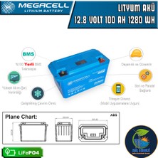 Megacell Megacel 12.8 Volt 100 Amper Lityum Akü - 12.8 V 100 Ah Lıfepo4 1280 Wh