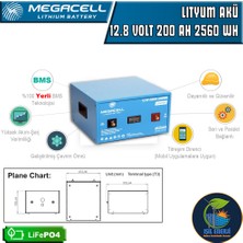 Megacell Megacel 12.8 Volt 200 Amper Lityum Akü Metal Kasa - 12.8 V 200 Ah Lıfepo4 2560 Wh