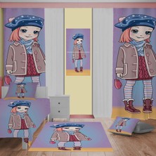 A2ZTR Küçük Prenses Desenli Yatak Örtüsü,perde Çift Taraf, Yastık,kırlent Kılıfı,halı ve Tablo