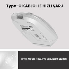 Lecoo  WS209 Dual Mod 2.4GHz WiFi + Bluetooth 6 Tuşlu 1600DPI Şarjlı Sessiz Kompakt Kablosuz Optik Mouse Beyaz