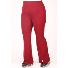 Eslina 29502 Büyük Beden Önü Yırtmaçlı Pantolon -Bordo