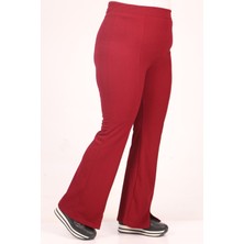 Eslina 29502 Büyük Beden Önü Yırtmaçlı Pantolon -Bordo