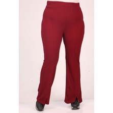 Eslina 29502 Büyük Beden Önü Yırtmaçlı Pantolon -Bordo