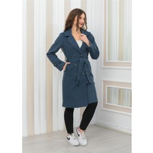 Yeni Sezon Kruvaze Yaka Astar Detaylı Uzun  Kaşe Kaban